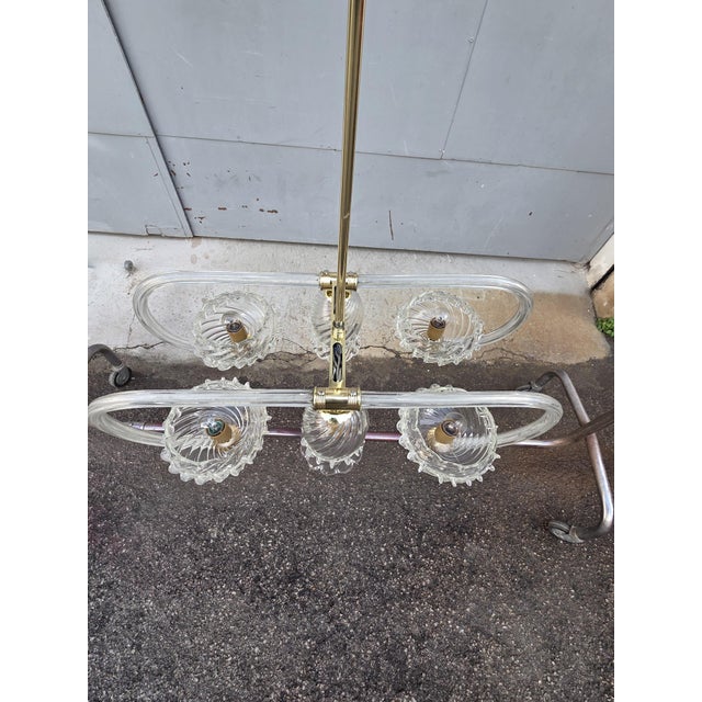 Art Deco Murano and Brass Navetta Chandelier from Barovier, 1930s For Sale - Image 18 of 18