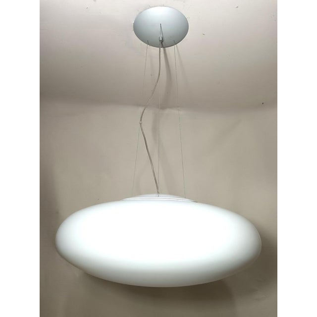 Large Pendant Light in Murano Opaline Glass, 1990s For Sale - Image 6 of 17