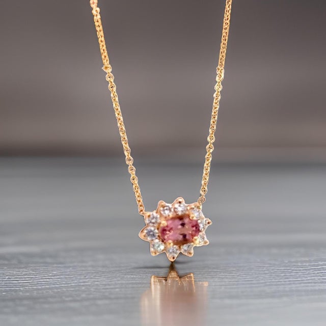 Traditional 1990s Natural Tourmaline Diamond Pendant Necklace 18" 14k YG 1.52 TCW Certified For Sale - Image 3 of 13