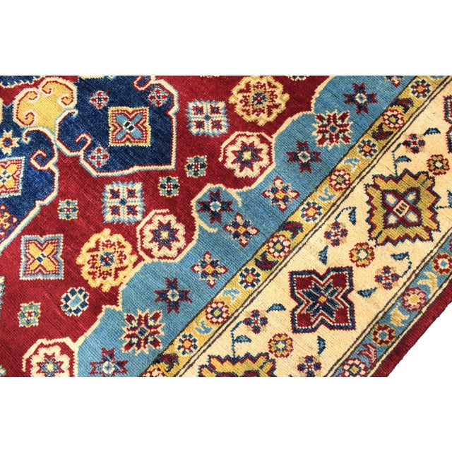 Textile Rustic Kazak Red/Beige Wool Rug - 5'10''x8'9'' For Sale - Image 7 of 10