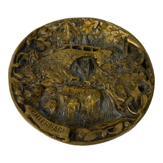 French Art Nouveau Gilt Bronze Vide-Poche With Woodland Animal & Bird Relief For Sale