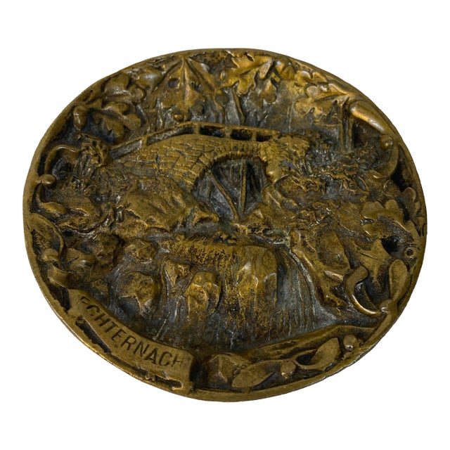 French Art Nouveau Gilt Bronze Vide-Poche With Woodland Animal & Bird Relief For Sale