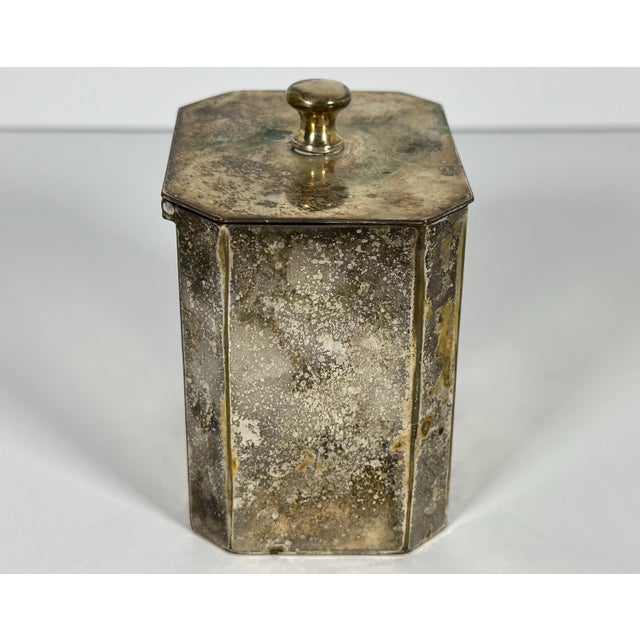 Traditional Mid 20th Century Silver Plated Tea Caddy: Georgian Style Monogrammed Box For Sale - Image 3 of 10