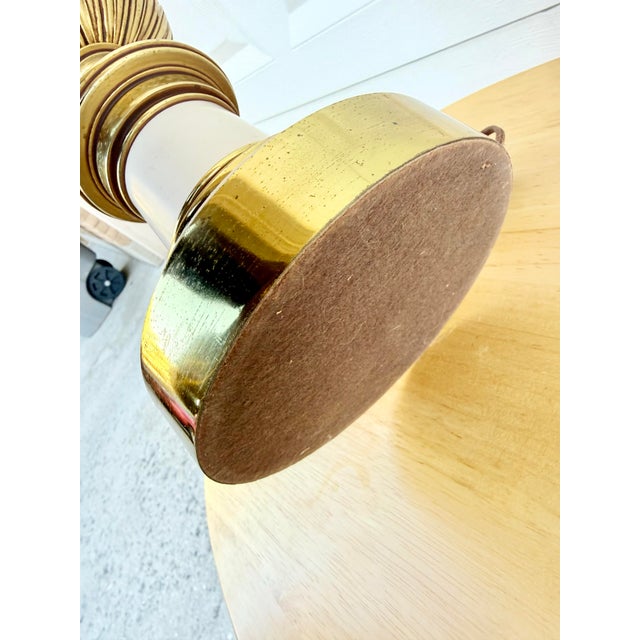 Vintage Brass and Glazed Metal Mid Century Lamp For Sale - Image 6 of 11