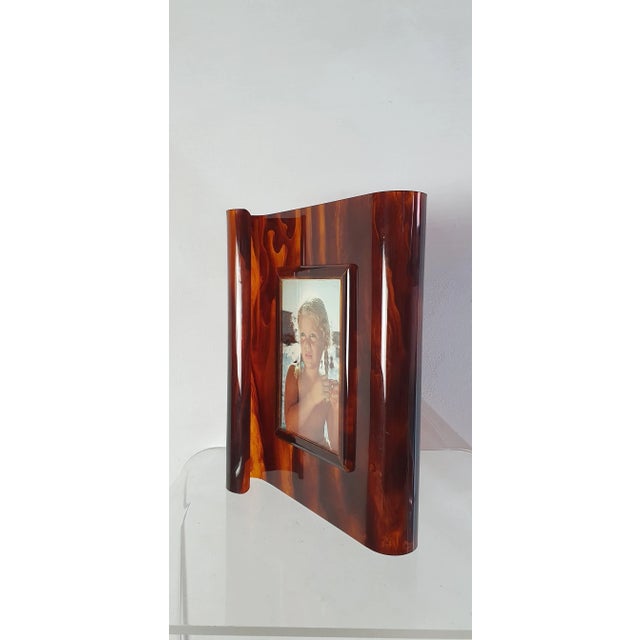 1970s Faux Tortoise Acrylic Glass Picture Frame, Italy, 1970s For Sale - Image 5 of 10