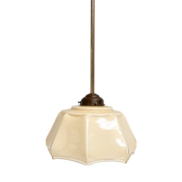 Vintage Art Deco Hanging Lamp in Curved Glass, 1930s For Sale