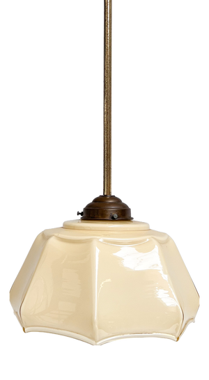 Vintage Art Deco Hanging Lamp in Curved Glass, 1930s