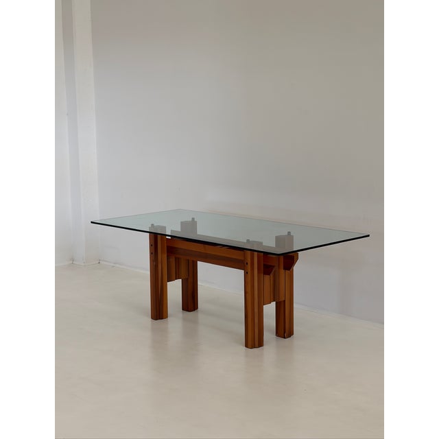 Wooden Dining Table with Glass Top, 1970s For Sale - Image 9 of 16