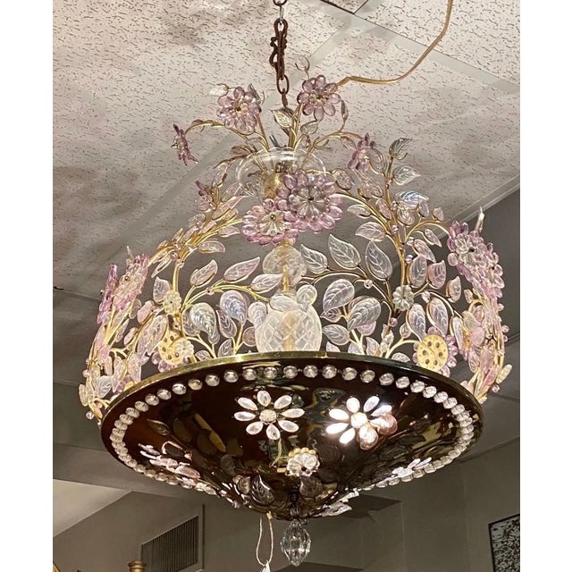 Mid 20th Century ncredible 6-Light Midcentury French Chandelier After Maison Baguès, Paris For Sale - Image 13 of 18