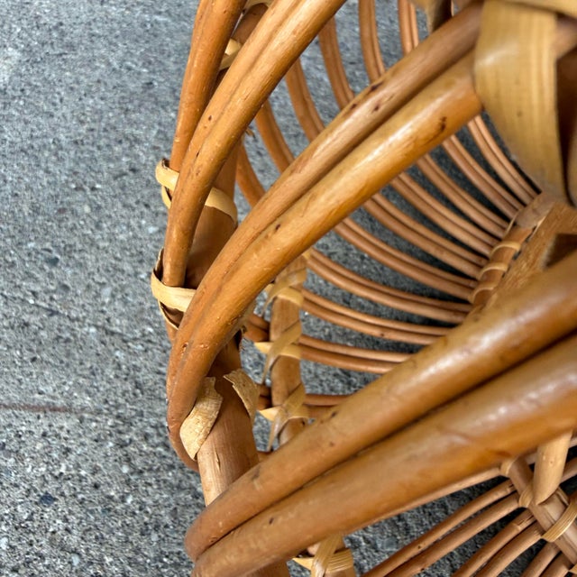 Franco Albini Style Rattan Ottoman in Lobster Pot Design For Sale - Image 11 of 12
