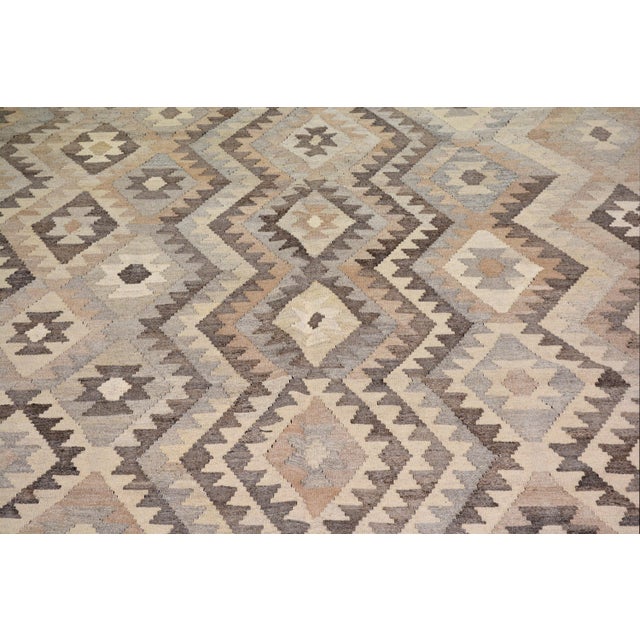 Islamic Afghan Navajo Style Flatweave Kilim Wool Rug, 7'1''x7'9'' For Sale - Image 3 of 5
