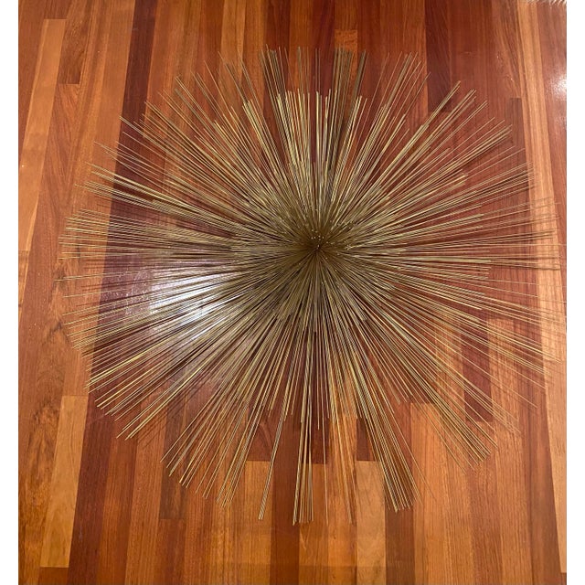Vintage Curtis Jere Gold Sunburst Wall Sculpture – 41” Diameter. A striking vintage 1960s Curtis Jere gold sunburst wall...