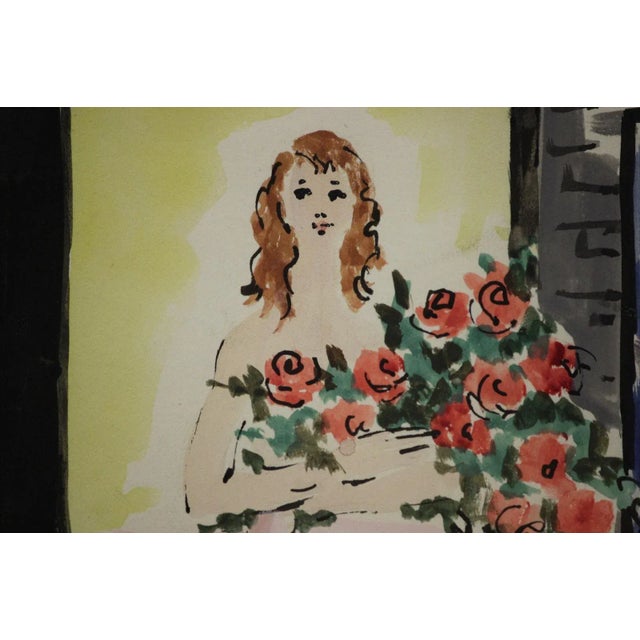 Fabulous original fashion illustration artwork c1950s commissioned by Lanvin of Paris on the Place Vendome in a gilt...