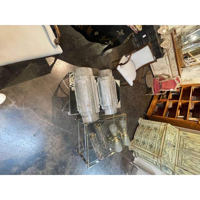 Pair of Modern Murano Large Scale Layered Smoke Glass Sconces For Sale - Image 4 of 7