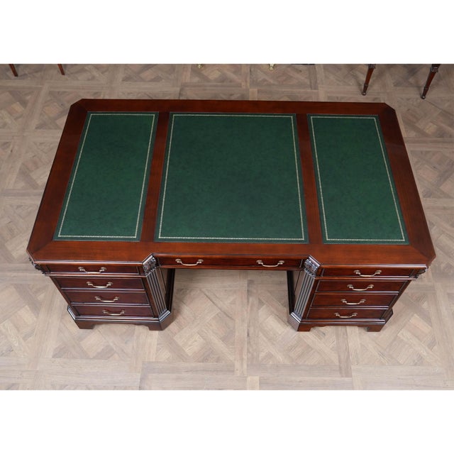 Penhurst Mahogany Desk With Green Leather For Sale - Image 15 of 18