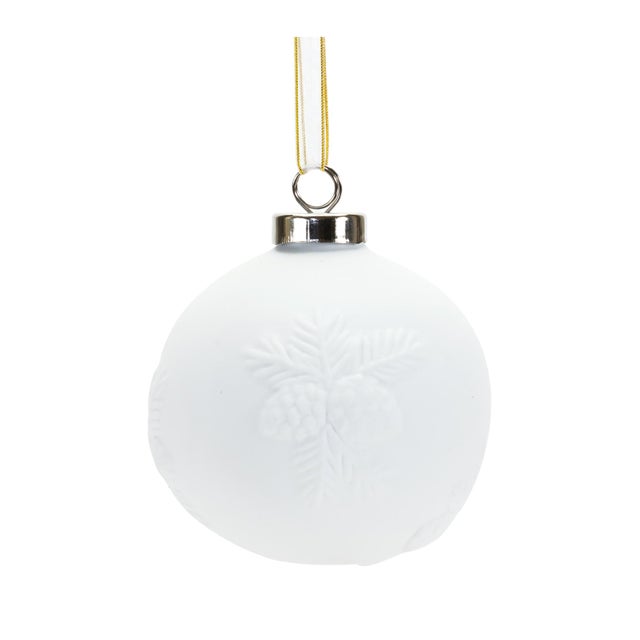 Elevate your holiday decor with the Porcelain Pine Cone Ball Ornament Set. This elegant set of six ornaments features a...