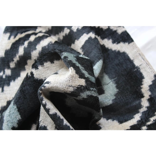 Textile Contemporary Silk Velvet Ikat Pillow Cover Bohemian Pillow For Sale - Image 7 of 9