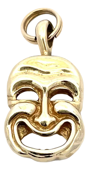 14k Yellow Gold Double-Sided Face Mask Pendant