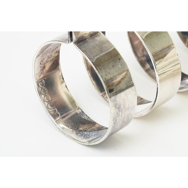 Vintage Sculptural Silver Plate Napkin Rings by Nathalie Du Pasquier for Bodum, Set of 6 For Sale - Image 10 of 12