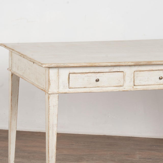 White Late 19th Century White Swedish Pine Three-Drawer Table For Sale - Image 8 of 14