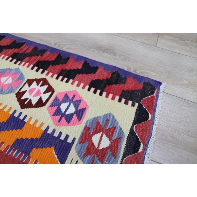 Textile 1980s Tribal Style Handmade Red Oushak Kilim Rug For Sale - Image 7 of 11
