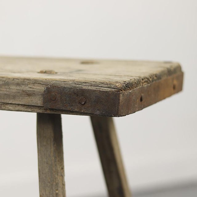 Primitive Wabi Sabi Old Farmhouse Workbench / Side Table For Sale - Image 12 of 13