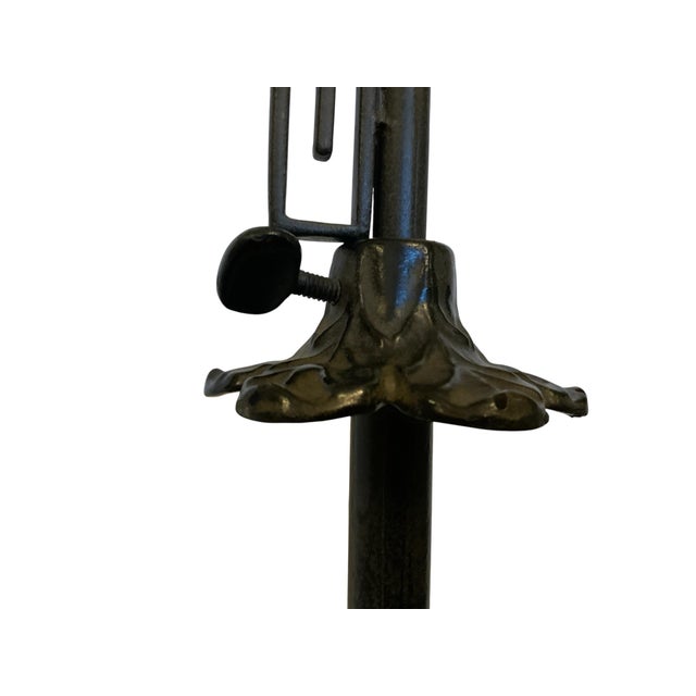 Black Vintage 1920s Spanish Revival Wrought Iron Bridge Floor Lamp With Ruffled Sunset Art Glass Shade Adjustable 55" - 67" 1920s-1930s For Sale - Image 8 of 12