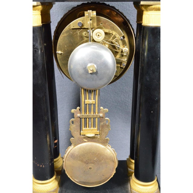 French French Napoleon III Ebonized Wood Portico Mantel Clock, Circa 1860 For Sale - Image 3 of 13