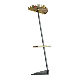 Vintage Italian Angled Coat Rack With Umbrella Stand in Painted Steel and Brass