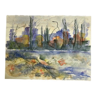 1980’s Original Double Sided Abstract Landscape/Still Life Watercolor Painting For Sale
