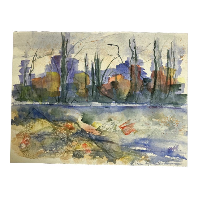 1980’s Original Double Sided Abstract Landscape/Still Life Watercolor Painting For Sale