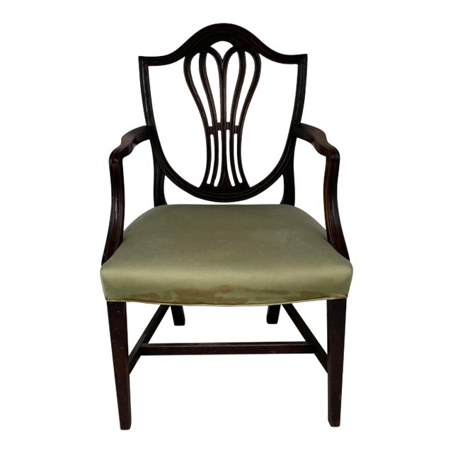 Antique Early 19th Century American Federal Ribbon Back Mahogany Arm Chair For Sale