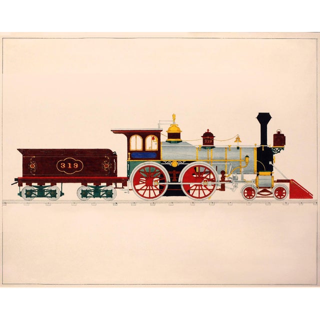 Maroon Halsey Reproduction Vintage Train Illustration Prints Set of 4 For Sale - Image 8 of 17