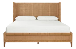 Matthew Izzo Home Dolly King Size Winged Rattan Bed Frane in Radio Weave Wrapped Rattan