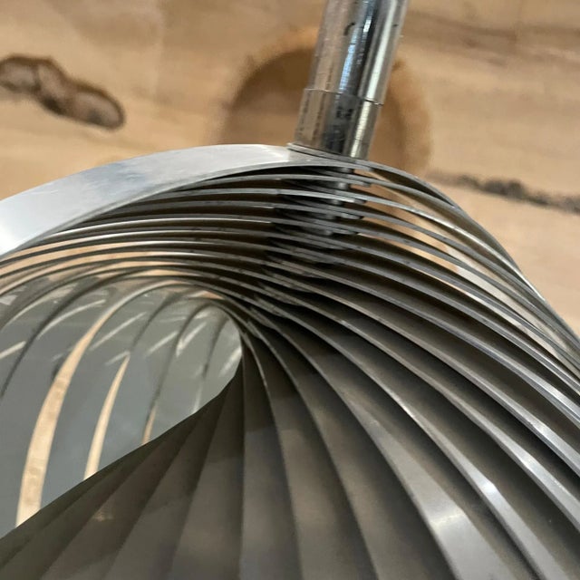 Silver 1970s Moon Pendant Lamp by Henri Mathieu in Brushed Aluminum For Sale - Image 8 of 14