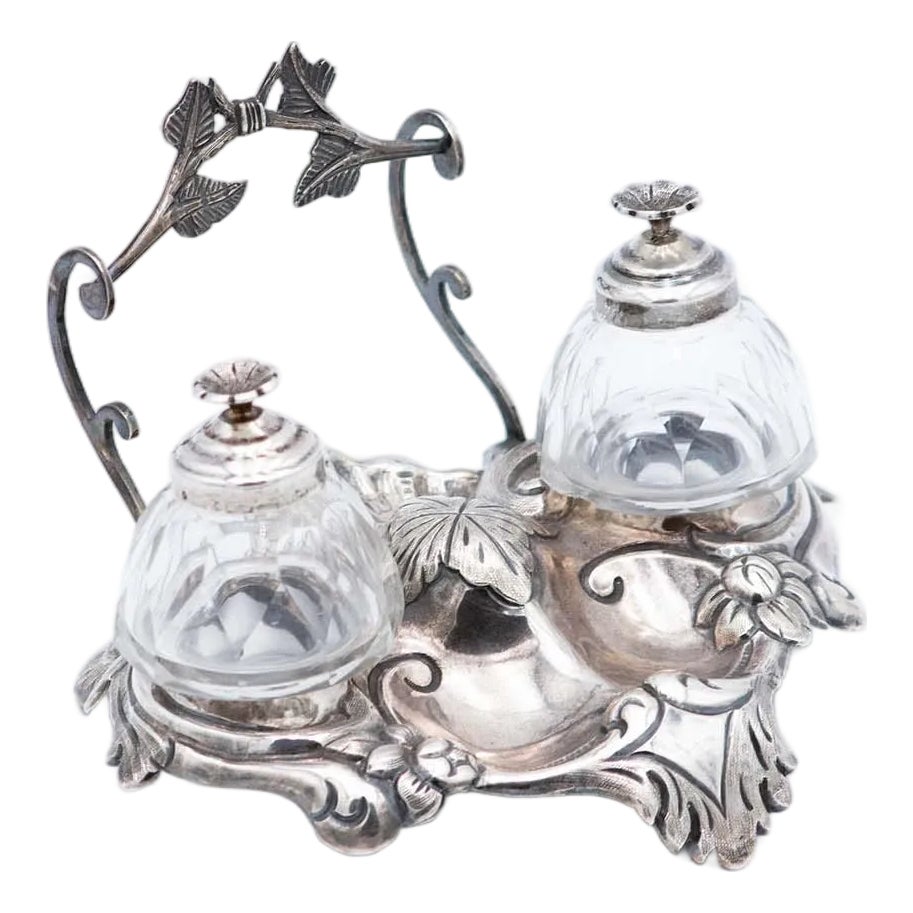 Silver Inkwell with Ink Tanks | Chairish