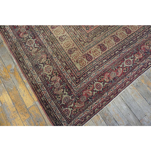 Pistachio 1880s Green Pistacho Animal Scene Antique n.e. Persian Khorassan Moud Rug 9'9" X 12'2" Handknotted Wool Carpet For Sale - Image 8 of 9