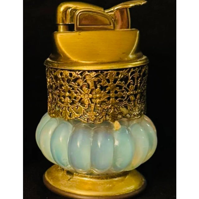 Pair of Vintage Murano Hand Blown Opaline Glass and Bronze Lighters ...