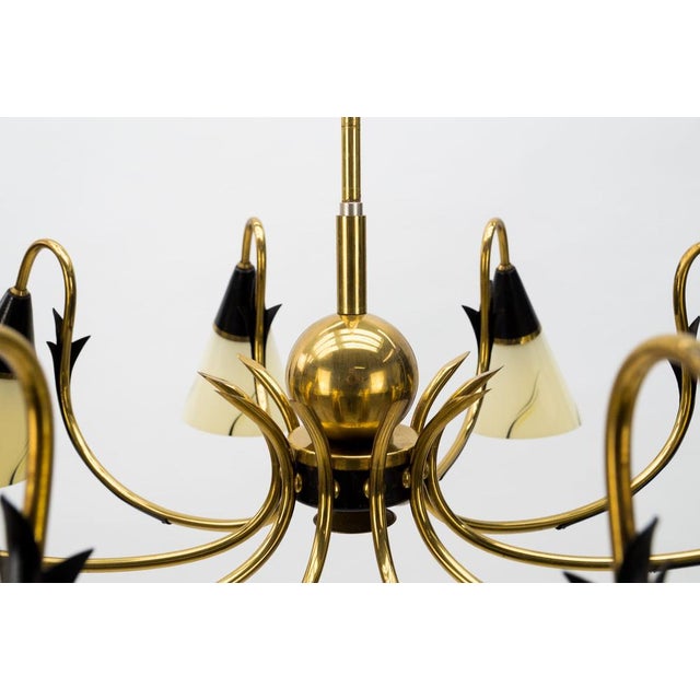 Italian Brass & Glass Sputnik Chandelier with 10 Lights, 1950s For Sale - Image 13 of 15