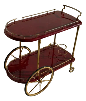 1970s Aldo Tura Red Parchment Bar Cart, Attributed