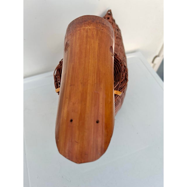 Vintage Wicker & Bamboo Wood Duck For Sale - Image 4 of 12