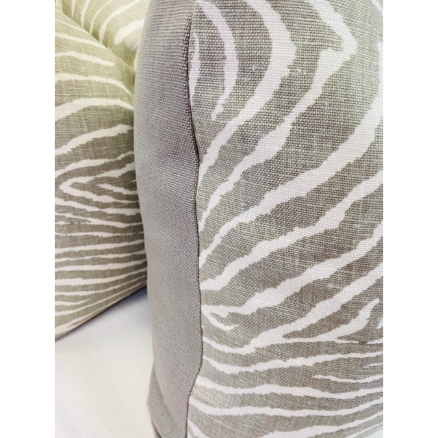Transitional Brunschwig & Fils “Le Zebre Pewter” 22” Pillows-A Pair For Sale - Image 3 of 6