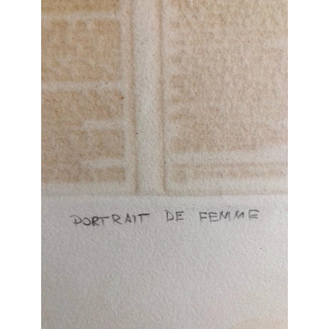 Expressionism Zvi Milshtein, Portrait of Woman on Typeface French Jewish Surrealist Aquatint Etching Judaica, c.1960s For Sale - Image 3 of 7