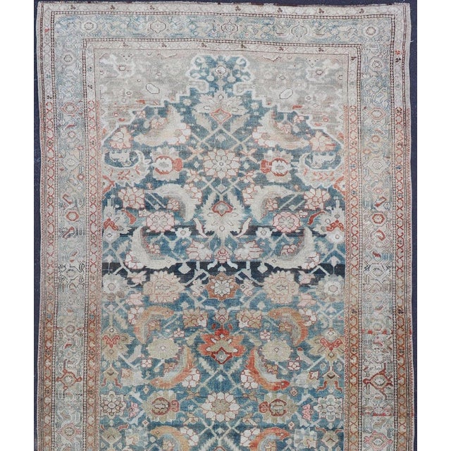 Measures: 5'8" x 14'2" All-Over Geometric Design Antique Kurdish Wool Pile Rug in Soft Muted Tones Keivan Woven Arts / rug...