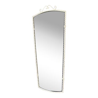 Mid-Century German White Metal Wall Mirror, 1950s For Sale