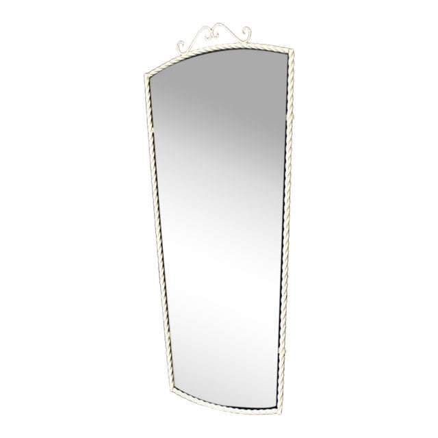 Mid-Century German White Metal Wall Mirror, 1950s For Sale
