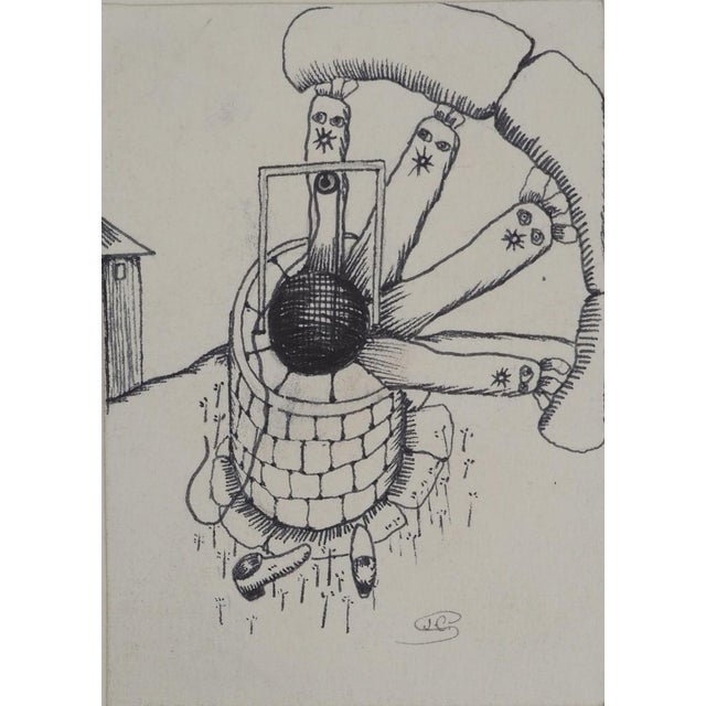 Jean-Claude Silbermann, Sneaky Signs, The Fall of the Well, Original Ink Drawing For Sale - Image 6 of 6