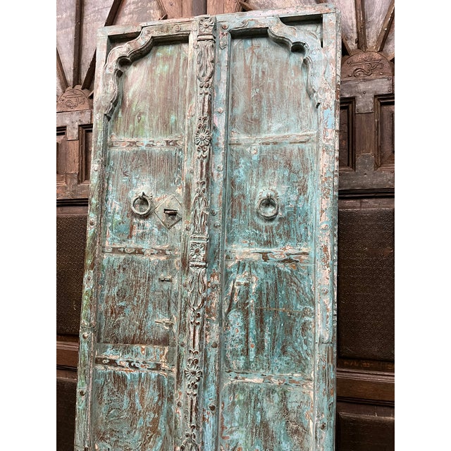 Blue Antique Blue Barndoors Rustic Spanish Style Double Doors 82 For Sale - Image 8 of 9