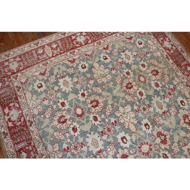 Contemporary Green Red Antique Persian Tabriz For Sale - Image 3 of 18