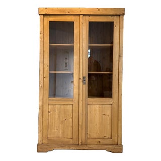 Antique Farmhouse Display Cabinet in Natural Wood, 1890s For Sale